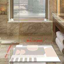[时尚] 可爱简约几何线条图案水晶天鹅绒轻质地毯/垫子，多种尺寸可选，几何拼布，色块艺术，线条魅力图案，优质，温暖而充满活力，可定制尺寸，吸水，可机洗/手洗，防滑底座，柔软，快干，防滑浴室/厨房地毯，几何针织涤纶浴室/厨房垫