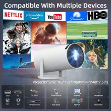 HUASHIJIE 新款1080P 5G双频智能投影仪，4K超高清家庭影院投影仪，高清迷你投影仪，适用于卧室、客厅、办公室、户外、露营、教室、学生、情人节、圣诞节、国庆节礼物