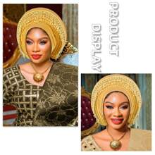 African Traditional & Latin American Fashion Solid Color Beaded Multi-Layer Faux Pearl Trim Overhead Hat For Women, Hand-Beaded Tassel Decor, Suitable For Daily Wear, Weddings, Parties, Mother's Day Gift Hair Sleep Cap - Nigerian Turban Hat - View 3