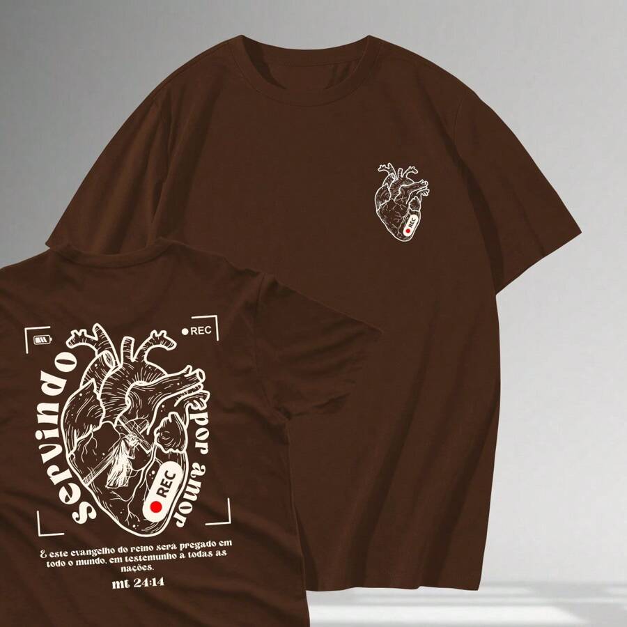 T-Shirt Christian T-Shirt Serving For Love 100% Cotton Shirt - Rỉ Nâu - Xem 1