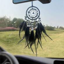 Crystal Car Pendant, Feather Wind Chime Rear View Mirror Hanging Ornament, Car Interior Accessories & Gift - one-size - View 2