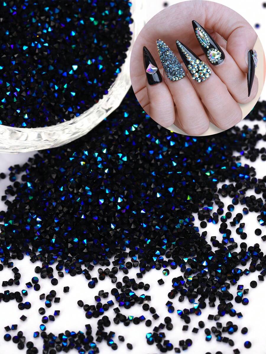 Micro 1.2mm Iridescent Shine Glass Dust Nail Jewels - 10000Pcs Pixie Nail Crystals Rhinestones - Mini Nail Beads Charms Accessories For Nail Art (Clear AB) - Nhiều màu - Xem 1