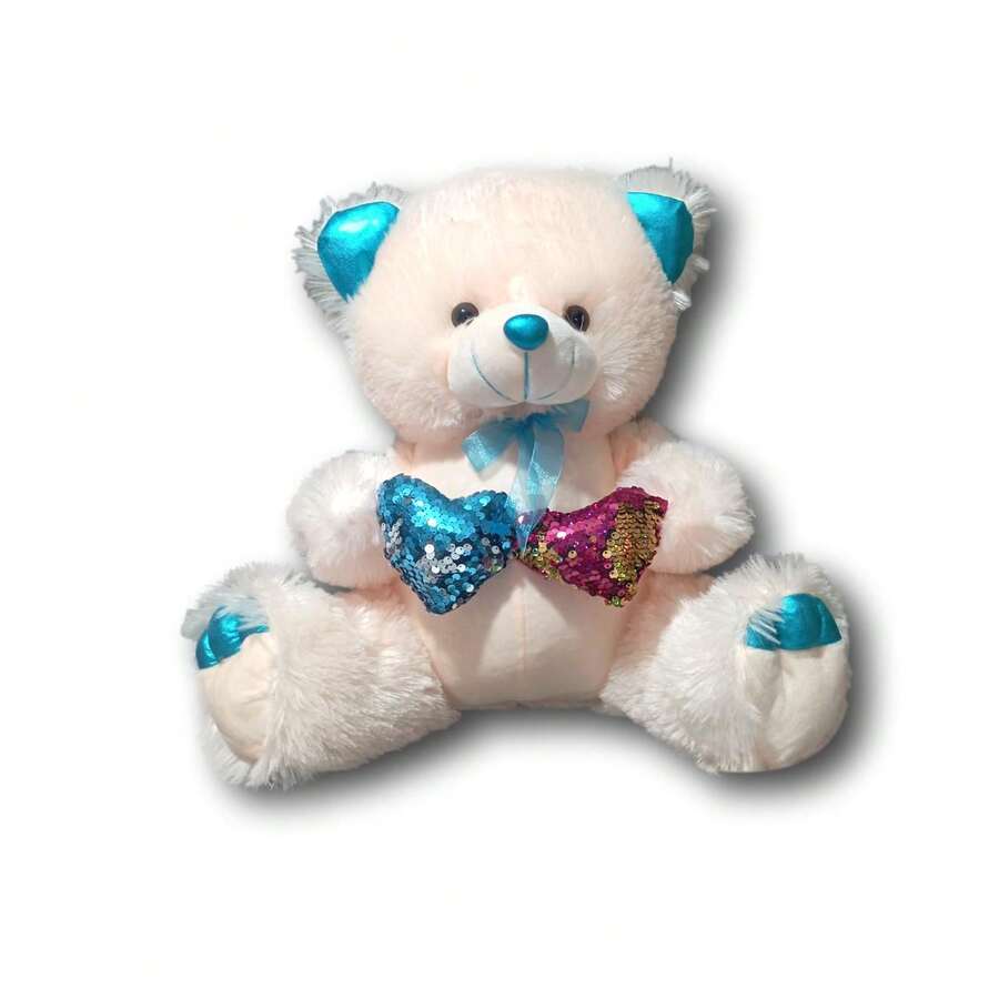 40cm Cream Teddy Bear With Blue Details - 米色 - 查看 1