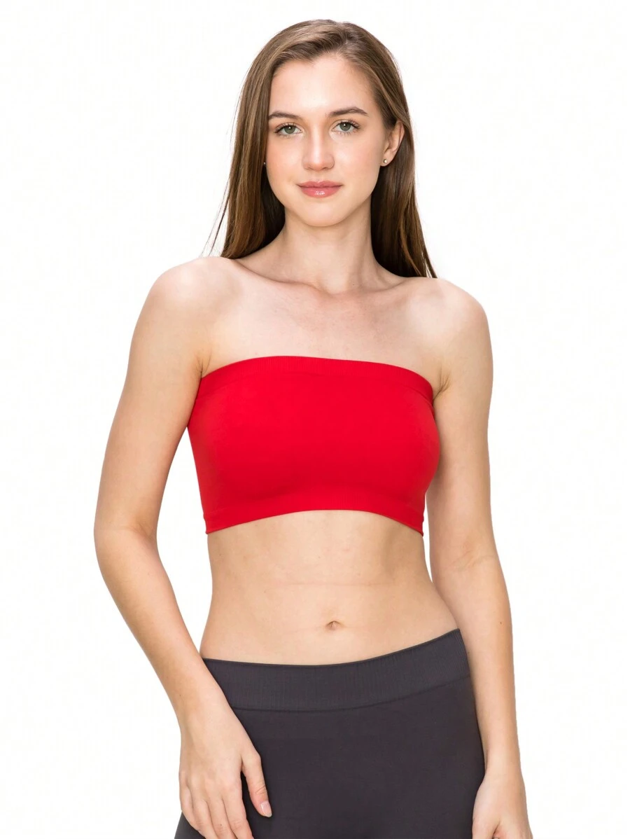 KURVE SEAMLESS MINI BANDEAU TUBE TOP - Red - View 1