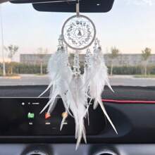 Crystal Car Pendant, Feather Wind Chime Rear View Mirror Hanging Ornament, Car Interior Accessories & Gift - one-size - View 5