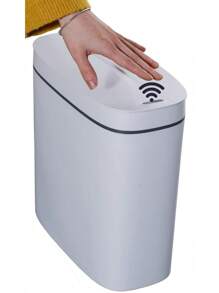 Sooyee cubeta de basura de plástico rectangular de 10 litros con tapa tipo prensa, contenedor de basura de 2.4 galones para baño, sala de polvo, recámara, cocina, sala de manualidades, oficina (negro) - 14L Blanco - Ver 1