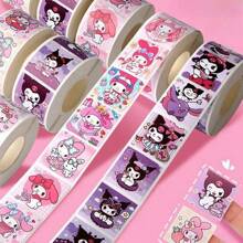 Sanrio Stickers Hello Kitty My Melody Cinnamoroll Kuromi 500pcs Cartoon Cute Decoration Children's Stickers Handbook Reward Gift Seal Girl Stickers Long Roll Holiday Gift