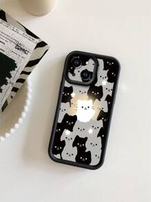 1 件时尚可爱夜光黑猫设计加厚防摔黑色喷砂手机壳适用于 Apple///Redmi/Infinix/Vivo//OPPO - 黑色 - 查看 3