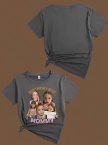 Personalized Custom European & American Style Spring/Summer Girls Casual T-Shirt, Outdoor Sports Shirt With Your Own Photo/Family/Idol/Cartoon/Portrait/Pet/Baby/Friends Image, Back To School, Birthday Gift, Party Outfit, Leisure Tee, Photo Printing, Holiday Gift, Special Commemorative Gift, Best Friend Gift, Surprise Gift, Vacation Wear