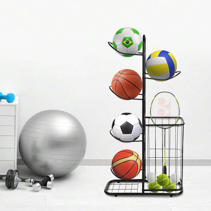 OUKANING Basketball Storage Rack - Black - View 1