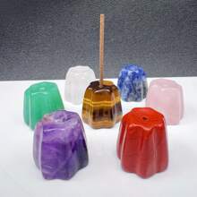 1pc Natural Crystal Incense Holder Carving Collectibles Of Colorful Gifts And Desktop Decoration For Home Interior Space Sculpture Shelf Accents Ornament For Home Office Decor