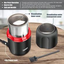 Molinillo de hierbas COOL KNIGHT [Gran capacidad/Rápido/Eléctrico] - Molinillo de especias, hierbas y café con colector de polen - 7.5" (Negro) - Negro - Ver 7