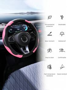 6 Pezzi Set Accessori Auto in Pelle PU, Coprivolante, Copri Console Centrale, Copri Freno a Mano, Copri Cintura di , Copri Bracciolo, Accessori Auto, Modanature Interni Automobile.