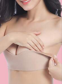 1pc Seamless Invisible Adhesive Silicone Nipple Covers, One Piece Natural Lift, Suitable For All Clothing, Christmas - Apricot - View 12