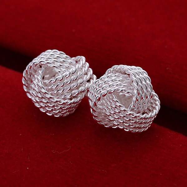 Silver Plating Real Elegant Soft Winding Stud Earrings For Women Wedding Engagement Jewelry