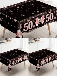 1Pc Birthday Tablecloth,Disposable Rose Gold Table Cover,40/60/50 Years Old Table Cloth, Happy Birthday Home Table Decor, Birthday Party Decoration Supplies,Table Decor,Kitchen Decor,Home Decor