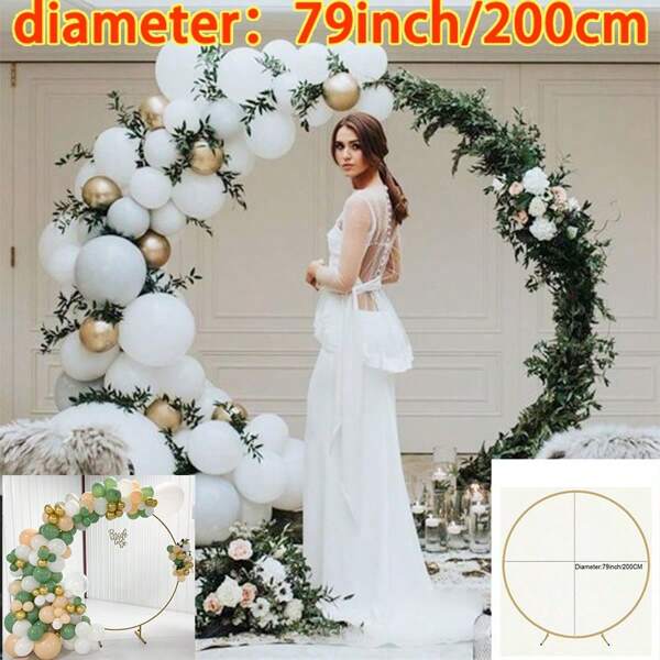 1pc Oversized Diameter 200cm/79inch Wedding Ceremony Queue Background Metal Ring Balloon Arch Stand, Wedding Decoration Prop, Party Festival Outdoor Arrangement Circular Arch