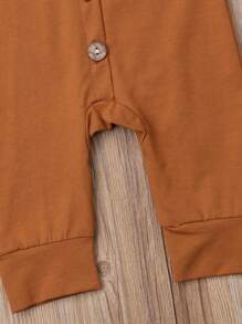 Newborn Infant Baby Girls Boys Hooded Romper Long Sleeve Button Jumpsuit Pants Outfits