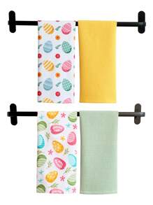 Zestaw kuchennych ręczników i serwetek z nadrukiem w kształcie jajek wielkanocnych, prostokątne ręczniki wielofunkcyjne do mycia naczyń, sprzątania, dekoracji stołu, rekwizytów fotograficznych