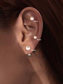 1 对 S925 纯银珍珠圆珠螺旋耳环，送给母亲、女朋友和姐妹的最佳礼物