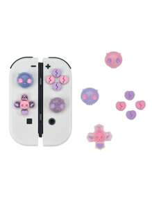 GeekShare 可爱闪光心形骷髅方向键和 ABXY 键盖，兼容 Switch/OLED Joy-Con，不适用于 Lite - 粉紅紫 - 查看 3