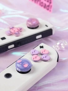 GeekShare 可爱闪光心形骷髅方向键和 ABXY 键盖，兼容 Switch/OLED Joy-Con，不适用于 Lite - 粉紅紫 - 查看 2