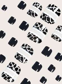 24片黑色极简大理石纹美甲贴纸套装，瞬间提升您的美甲格调。套装包含1张美甲贴纸和1个迷你指甲锉，适合日常办公佩戴。凝胶胶水随机发货。美甲用品 - 彩色 - 查看 4