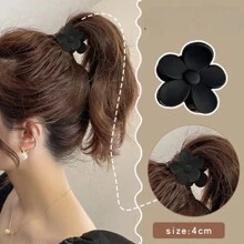 1/2PCS Simple Black Frosted Flower 4CM Hair Clip Half-Tied High Ponytail Summer Style Solid Color Hair Claw Home Bathroom Decor