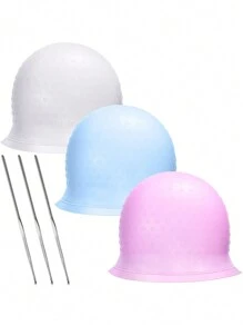 2 Pcs Hair Coloring Highlighting Cap Reusable Silicone Highlight Cap Pull Through Caps For Hair Coloring Frosting Cap With Hook Hair Dye Cap With Holes Hair Salon Tools Hairdressing Highlighting Kit Professional Reusable Hair Coloring Highlighting Cap & Hook Hair Salon, Hair Tools, Hair Products And Accessories For Barber Salon Beauty Back To School, Travel Holiday Essentials, Hair Accessories For Women, Slick Back Brush, Barber Accessories, Hair Dryer, Hair, Barber, Hair Tools, Hair Products,Hair Dryer,Hair, Accessories, Hair Products, Hair Tools, Hair Stuff, Hair Care, Curly Hair Brush, Barber, Barber Accessories, Hairdressing Equipment,Travel Essentials,Travel Essential,Hairstyle,Hairdressing,Hair,Travel,Hair Products,Hair Tools,Hair Stuff,Barber,Barber Accessories,Barbershop,Hairdressing Equipment - Multicolor - View 2
