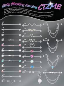 CIZME 14G Industrial Barbell Cartilage Earring Body Piercing Jewelry 35mm 38mm, Industrial Piercing Jewelry Industrial Piercing,Industrial Earrings For Women Men,Industrial Barbell Stainless Steel Industrial Bar Piercing Iindustrial Bar - Silver - View 2