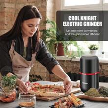 Molinillo de hierbas COOL KNIGHT [Gran capacidad/Rápido/Eléctrico] - Molinillo de especias, hierbas y café con colector de polen - 7.5" (Negro) - Negro - Ver 3