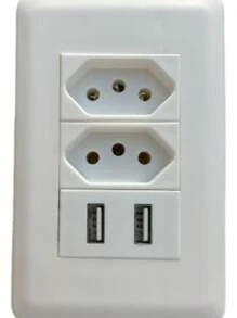Conjunto Com Entrada Para 2 Tomada Parede Com 2 Entrada Usb Carregador Universal