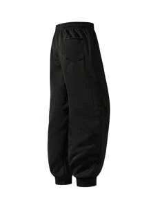 Blueplus Men's Outdoor Exercise Pants, Tightened Trouser Legs, Comfortable And Breathable Fabric, Suitable For Daily Sports And Fitness, Men's Travel Casual Pants - 黑色 - 查看 3