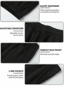 Blueplus Men's Outdoor Exercise Pants, Tightened Trouser Legs, Comfortable And Breathable Fabric, Suitable For Daily Sports And Fitness, Men's Travel Casual Pants - 黑色 - 查看 4