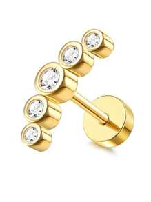 DOLOTTA 1PC 20G Brincos de cartilagem Stud para mulheres Brincos de aço cirúrgico com parte traseira plana Opala Borboleta Flor CZ Brincos de cartilagem Tragus Helix Piercing Jóias