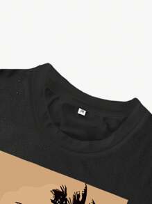 Lonblece Men's Casual Sleeveless Tank Top With Coconut Tree Scenery Print, Suitable For Daily Wear In Spring/Summer - Black - View 4