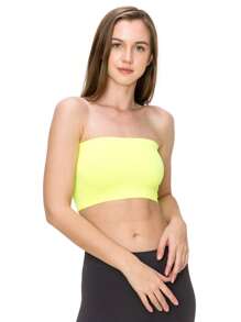 KURVE SEAMLESS MINI BANDEAU TUBE TOP - Neon Yellow - View 1