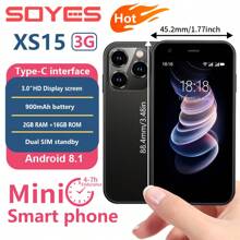 SOYES هاتف ذكي SOYES XS15 3G صغير الحجم 3.0 إنش شاشة أندرويد 8.1 ، 2 جيجا بايت رام ، 16 جيجا بايت رام، ثنائي شريحة سيم، متوافق مع متجر بلاي ،هاتف 3G للفتيات حجم صغير