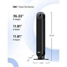 Dreo - Ventilador Nomad One Tower de 36 pulgadas con mando a distancia, ventilador de refrigeración silencioso de 24 pies/s, ventilador oscilante de 90° con 4 velocidades, 4 modos, temporizador de 8 horas, ventilador sin aspas, ventiladores de pie, negro, (DR-HTF007) - 1 - Ver 8