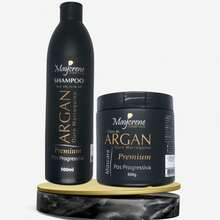 Kit Shampoo + Mascara Tratamento Capilar Pós Progressiva Argan A pronta Entrega - Preto - Visão 2