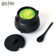 WB Harry Potter Officially Licensed Hogwarts Emblem Melting Pot 3D Three-Dimensional Sculpture Ceramic Coffee Mug Soup Cup With Spoon Tabletop Ornament Collectible Birthday Christmas Party Gift