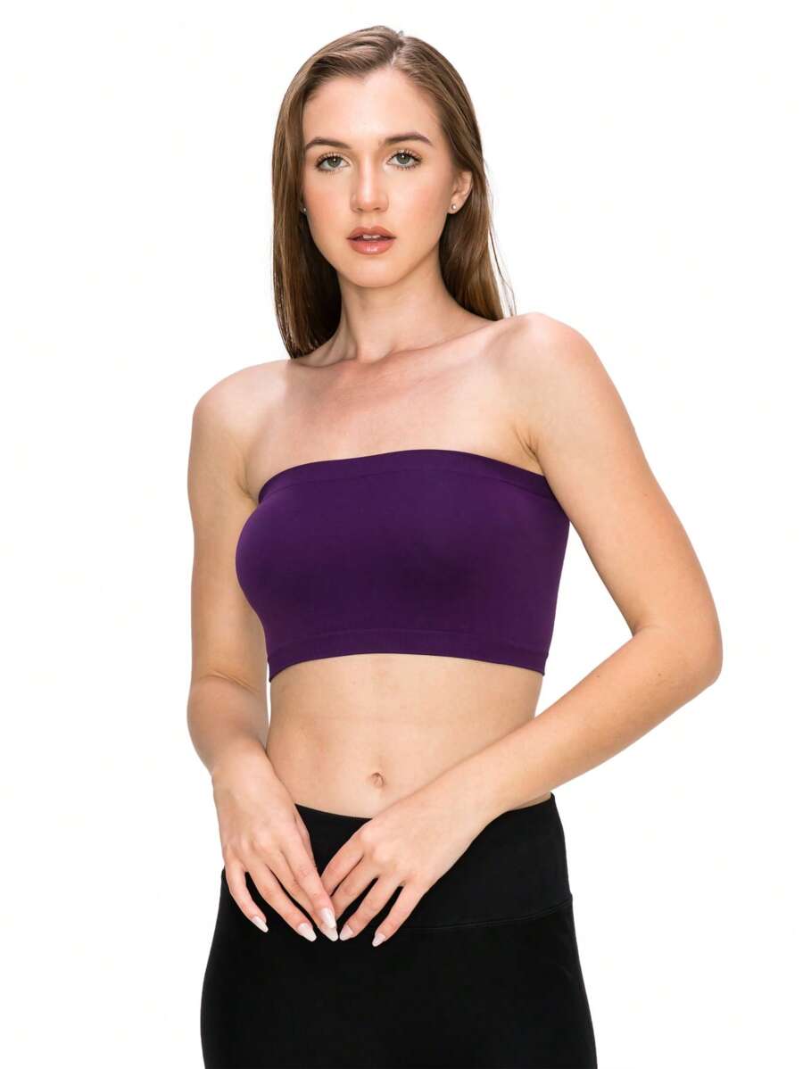 KURVE SEAMLESS MINI BANDEAU TUBE TOP - Eggplant - View 1