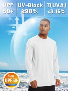 KEFITEVD Men's Long Sleeve Shirts UPF 50+ UV Sun Protection Athletic Shirts For Hiking Running Workout Rash Guard - 白色 - 查看 2