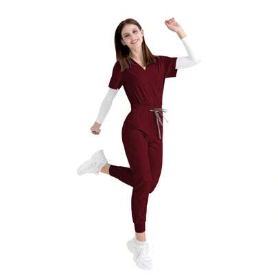 DEESTE Pijama Quirurgica Antifluidos para Mujer, Uniformes de Enfermeras de Mujer con Cuello en V y Múltiples Bolsillos, Conjunto de Scrubs Médicos con Múltiples bolsillos Varios colores, Conjuntos de Ropa de Trabajo, Yoga, Correr, Medicos