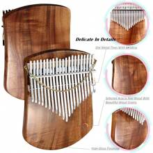 Kalimba de 21 teclas de madera de Koa sólida, piano de pulgar de madera maciza plana profesional Kalimba Marimba con instrucciones de aprendizaje y estuche de transporte de alto rendimiento (Acacia Koa, 21 teclas)