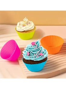 40 piezas Moldes de silicona para magdalenas y tenedores de fruta, divisores de lonchera, duraderos y reutilizables, aptos para lavavajillas y congelador, esenciales para volver al colegio - Color aleatorio - Ver 8