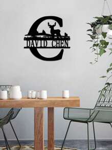 An Iron Wrought Custom Flower Last Name Logo Last Name Logo Personalized Metal Outdoor Men's Split Monogram Split Logo Family Valentine's Day Gift Housewarming Gift Father's Day Independence Day Party Summer Graduation School Season Decorations Gifts Birthday