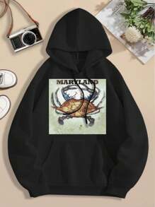 Maryland Crabs Big Size Women Hoodie Ladies Sweatwomen Hoodies Crab Gift For Crab Hunters Crabbing Enthusiasts - Black - View 1