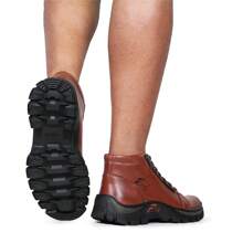 Tenis Cano Alto Masculino Cortuno Ziper Lateral Couro Tratorado Trilha Trabalho
