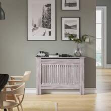 Radiator Cover Heater Cover Cabinet Radiator Shelf MDF Wood Vertical Slat White Grey Radiator Covers Living Room Furniture - 灰色 - 查看 7